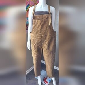 Aerie Corduroy Overalls in Camel Brown Sz L